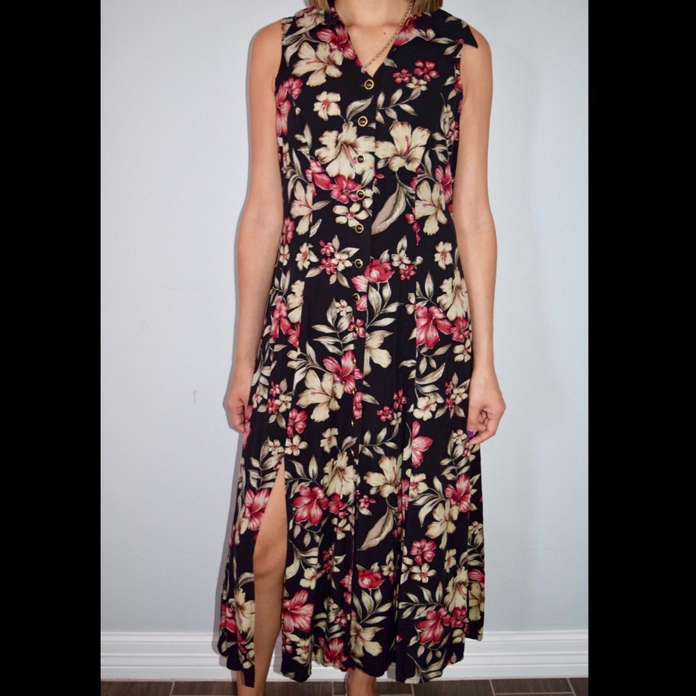 90’s floral button front dress